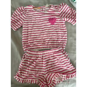 Mini Boden denin floral pants and tank op outfit size 7-8